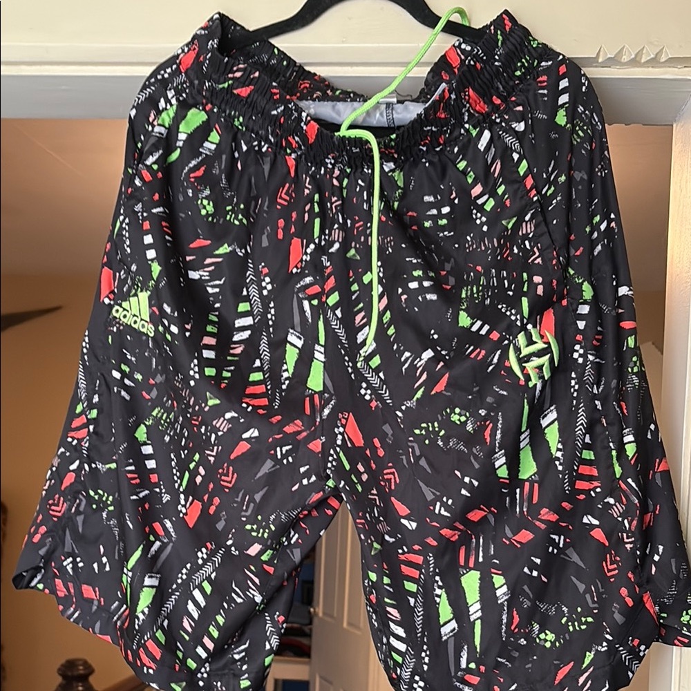 Adidas James Harden Black and Red Graphic Shorts